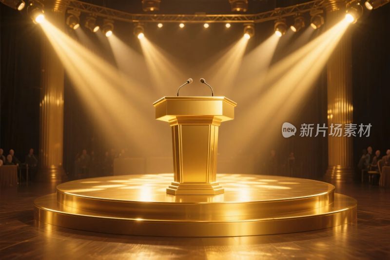 金色演讲台舞台场景