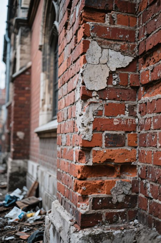 老旧红砖建筑角落