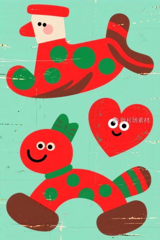 复古卡通玩具插画