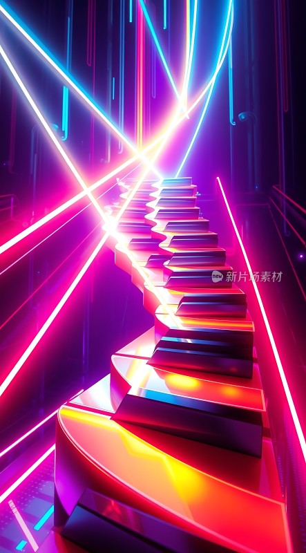 霓虹钢琴阶梯