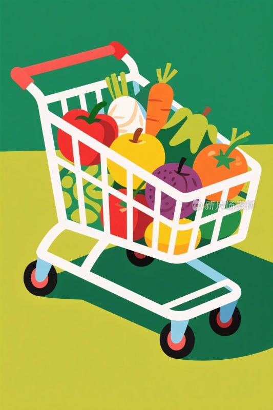 购物车果蔬插画
