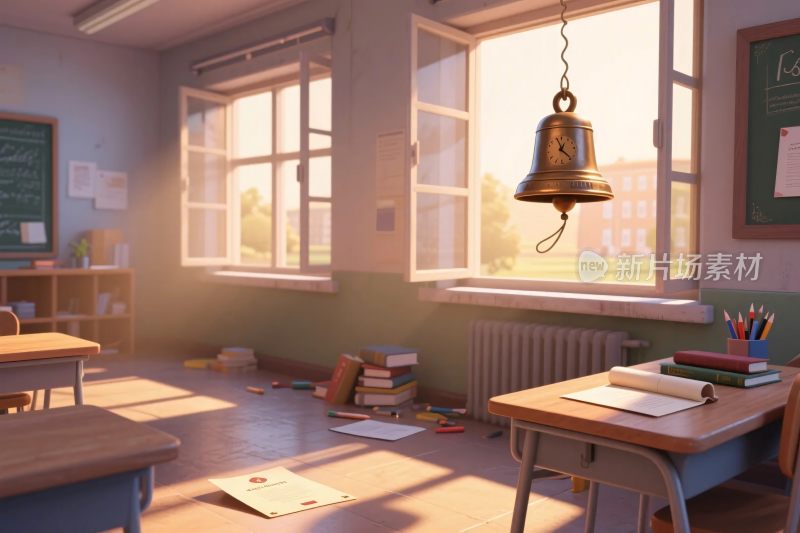 复古教室场景插画