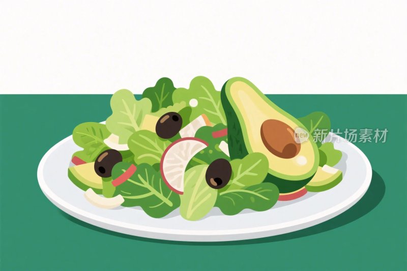 均衡蔬菜沙拉插画
