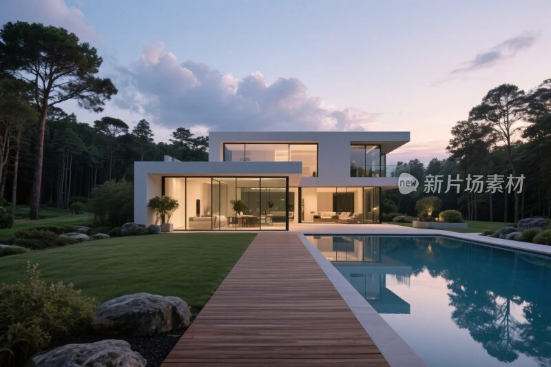 现代别墅泳池景观