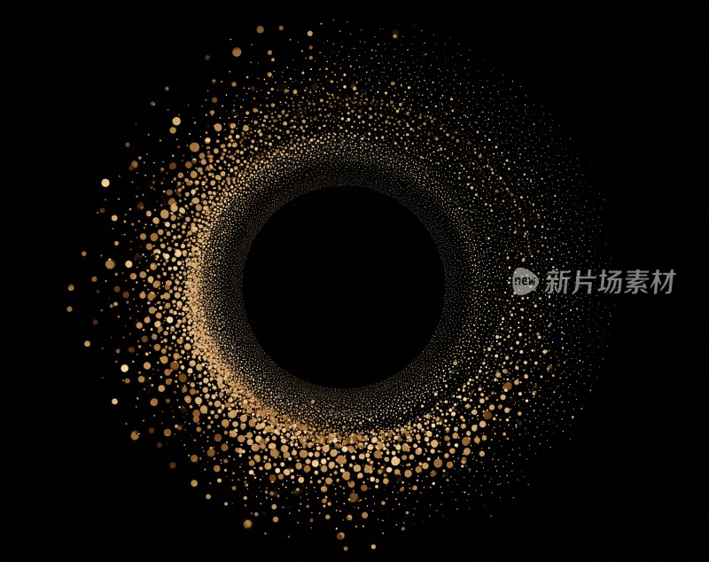 黑金粒子环绕圆形背景图