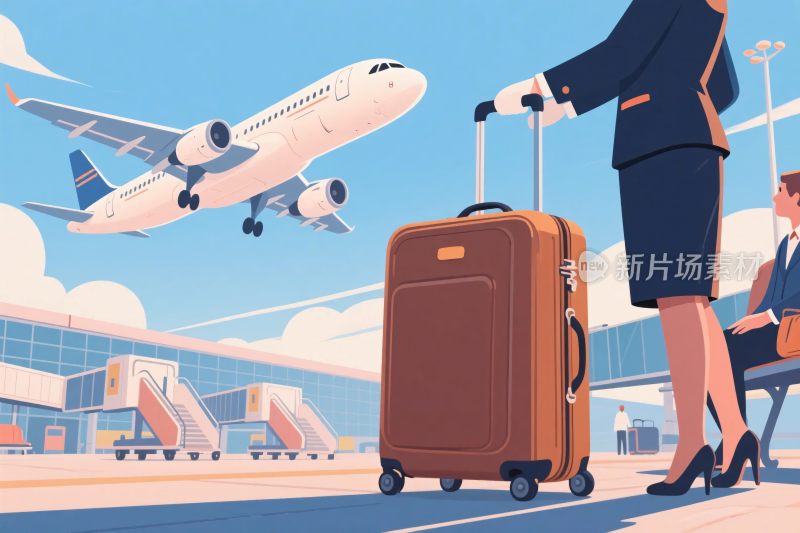 机场行李航空插画