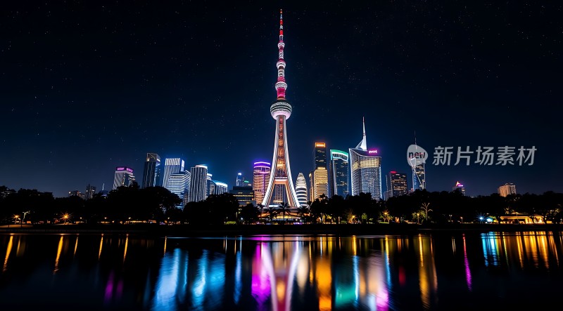 东方明珠夜色下的璀璨上海天际线