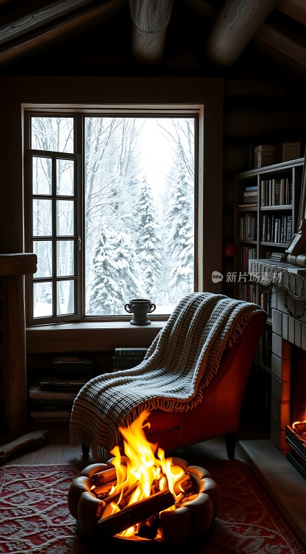 冬日暖炉旁的温馨阅读时光