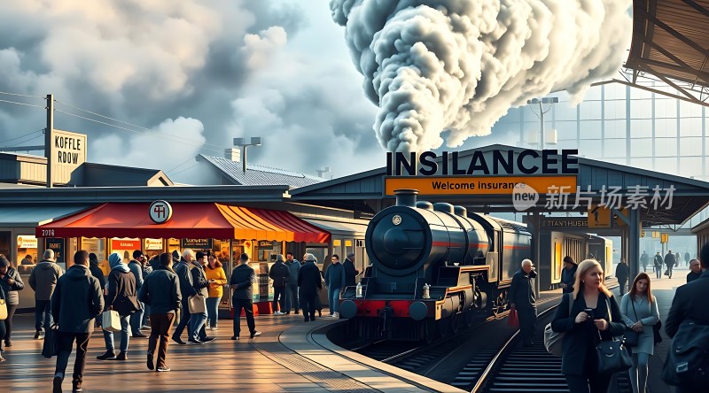 蒸汽火车驶入繁忙站台