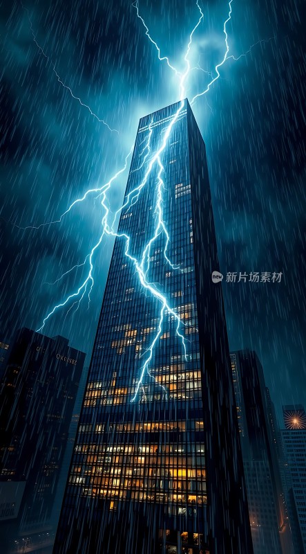 雷雨夜高楼闪电