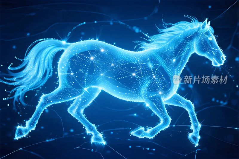 蓝色星光马插画