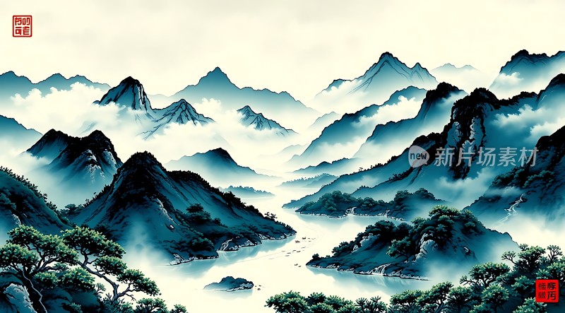 云雾缭绕的山川美景