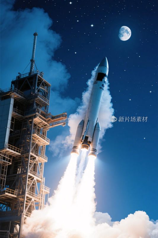 火箭发射夜空场景