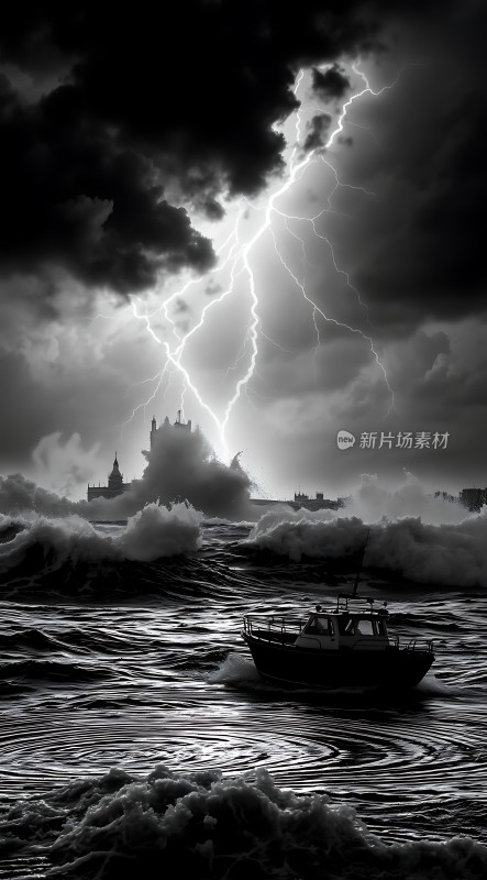 风暴中的孤帆与闪电