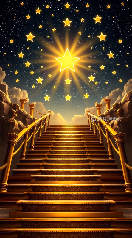金色楼梯通往星空