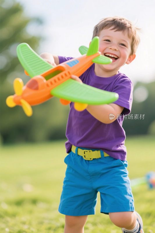 小孩玩玩具飞机