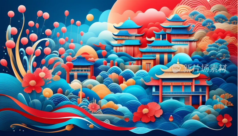 中国画山水画背景