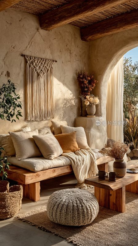 温馨自然风室内休憩角落