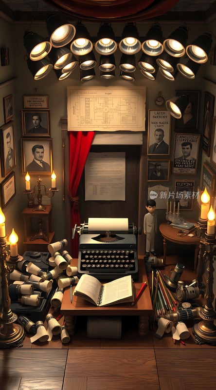 复古书房经典打字机与旧时光