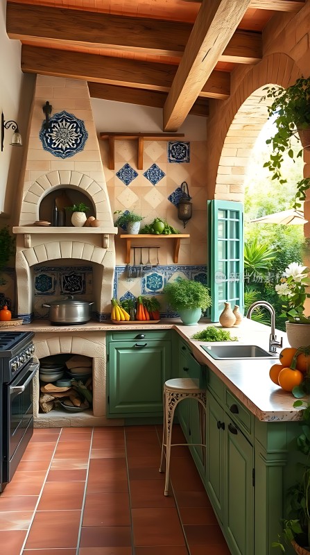 阳光厨房绿意盎然温馨舒适