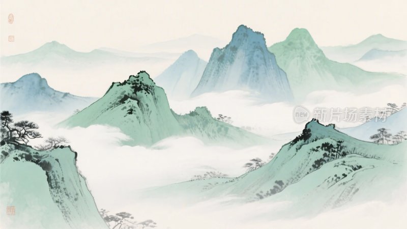 水墨风格山水风景图