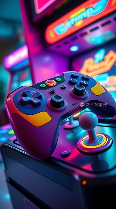 游戏手柄与街机背景的结合
