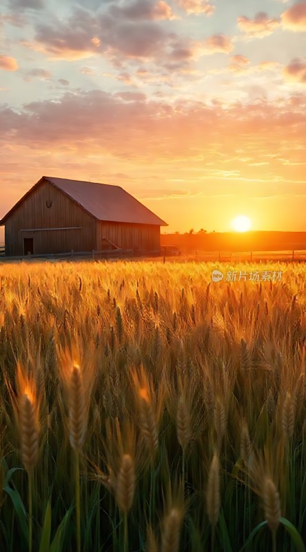 金色麦田日落时分