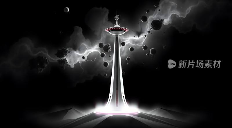 新片场素材未来科技塔