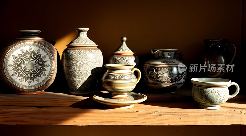 阳光下的陶瓷艺术展示