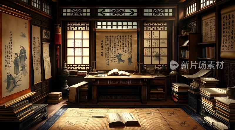 古风书房书香四溢