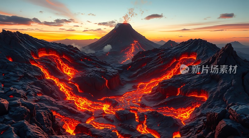熔岩之山日落奇景
