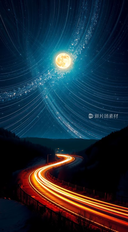 夜幕下的星轨之路