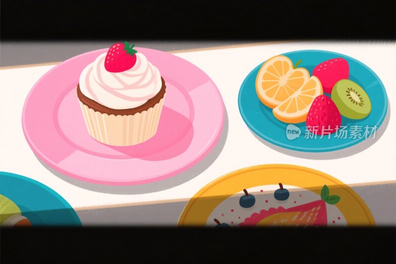 多彩甜点插画