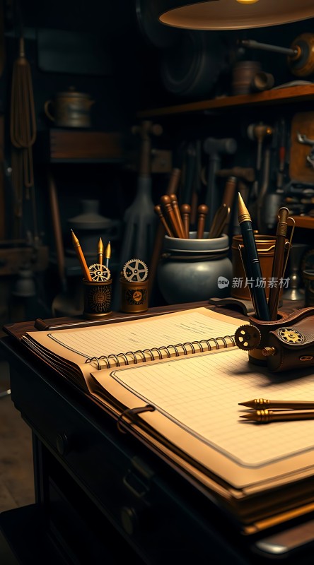蒸汽朋克工作台复古机械与创意灵感交汇之地