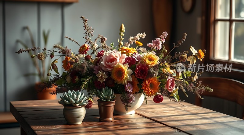 阳光下的花艺展示