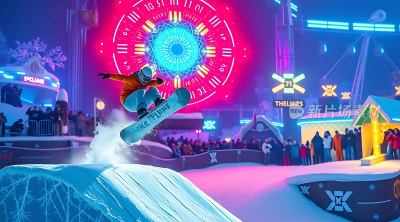 雪地滑板夜场狂欢
