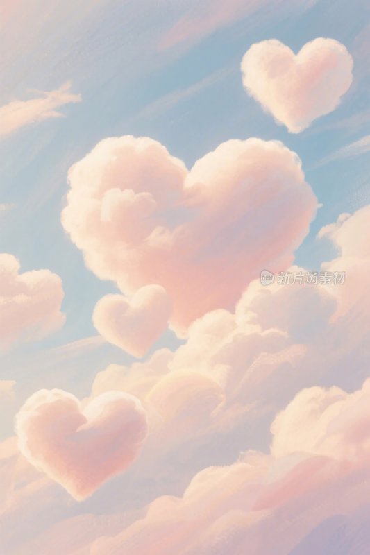 爱心云朵梦幻插画