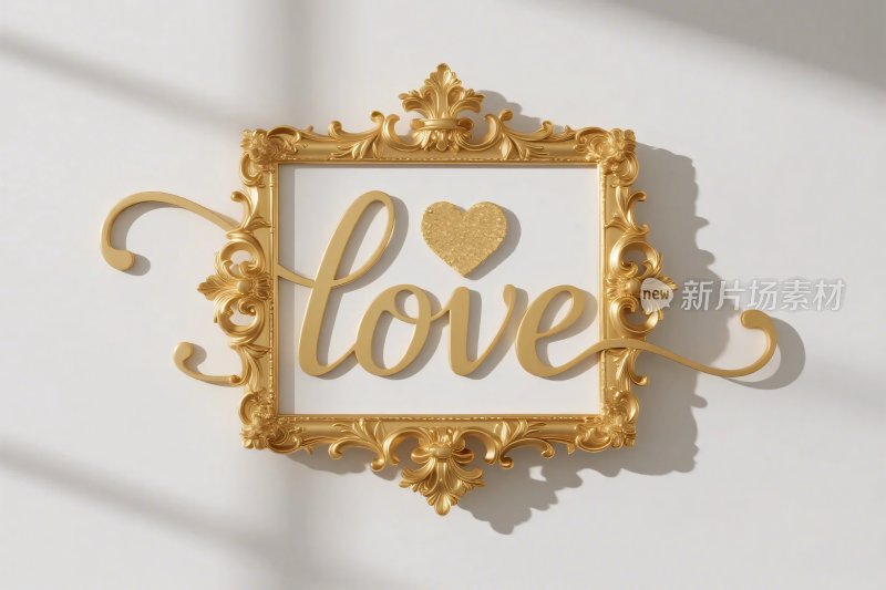 金色边框爱心装饰