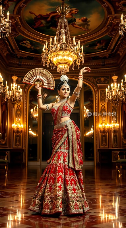 华丽舞者红裙翩翩起舞