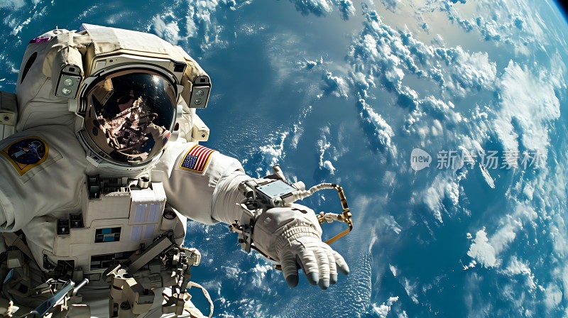 太空漫步宇航员与地球共舞