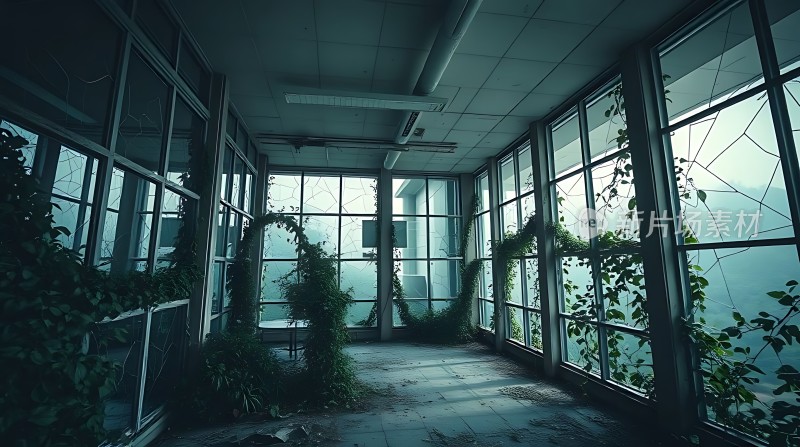 废弃建筑中的绿色生机