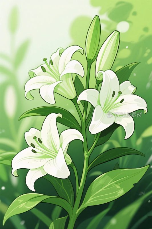 白色百合花插画