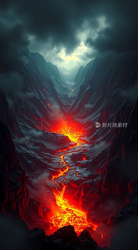 熔岩峡谷炽热的自然奇观