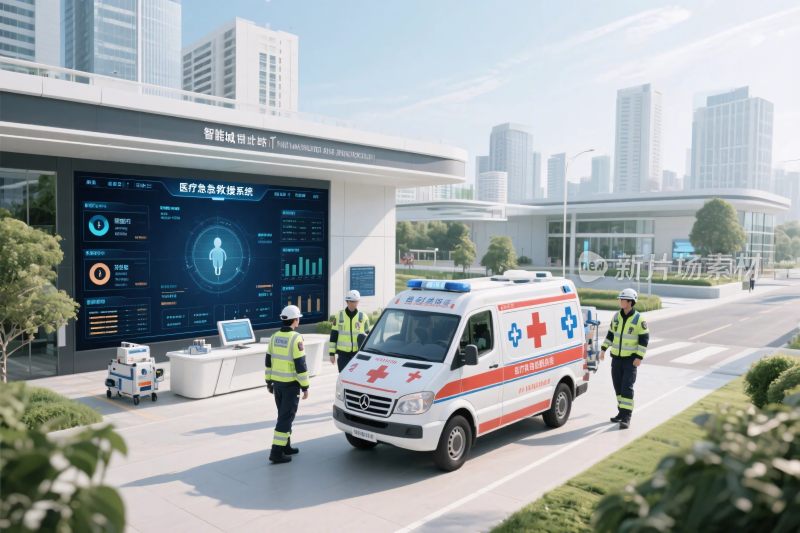 城市急救场景插画