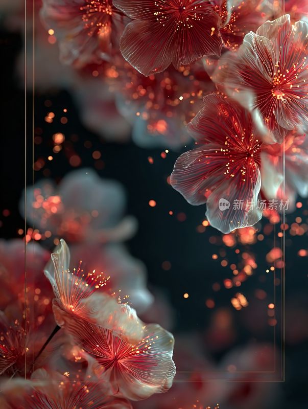 梦幻唯美的红色花朵画面