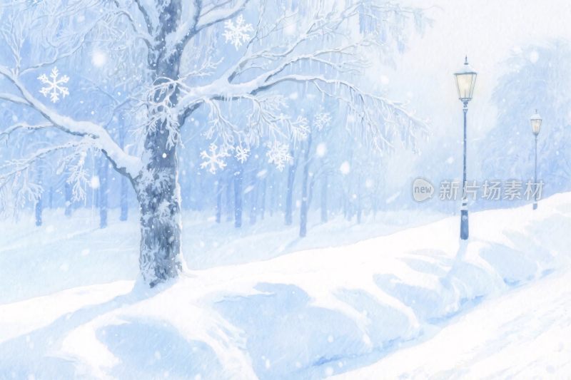 冬日雪景插画