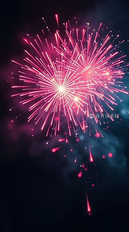 夜空烟花绽放色彩斑斓璀璨夺目