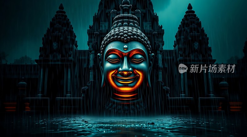 雨夜佛光显神秘