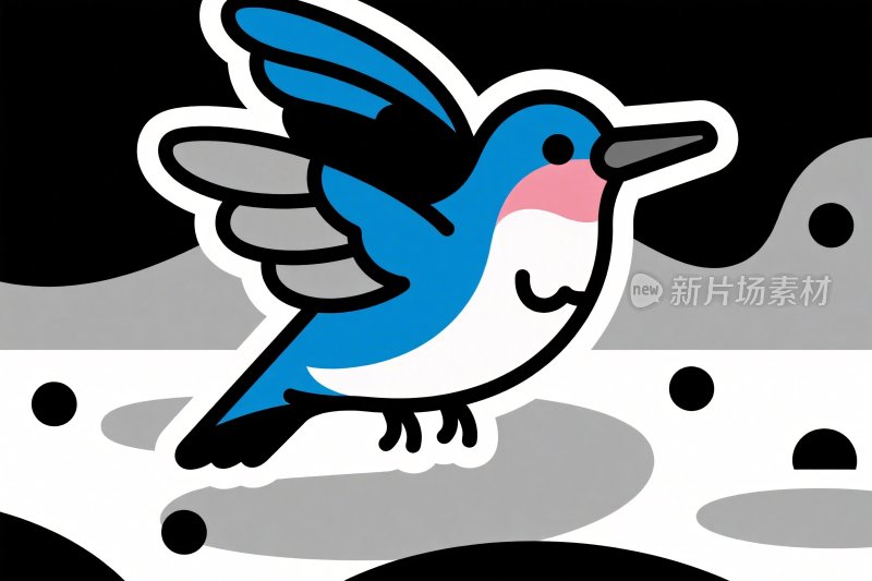 卡通风格蜂鸟插画