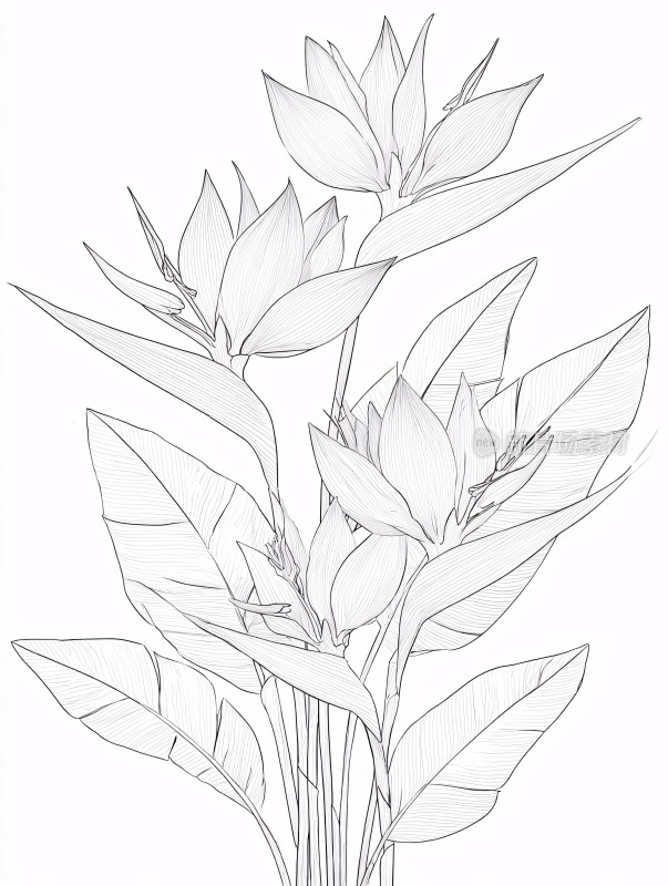 线条勾勒的鹤望兰插画